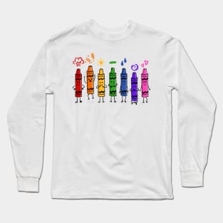 Colorful Color Crayon Attitudes Emotions of the Rainbow Long Sleeve T-Shirt